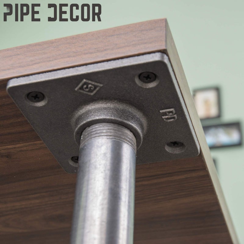 PIPE DECOR 1" Square Floor Flange Fitting, 4-Pack, Malleable Iron, Fits One Inch Diameter Black Steel Plumbing Pipes and Nipples, Build Vintage DIY Pipe Industrial Furniture and Shelving - Image 3